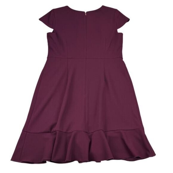 Karl Lagerfeld Cap Sleeve Fit and Flare Dress In Eggplant Women's Size 12 - Picture 4 of 5